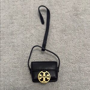 Tory Burch Black miller AirPods case with Gold Logo